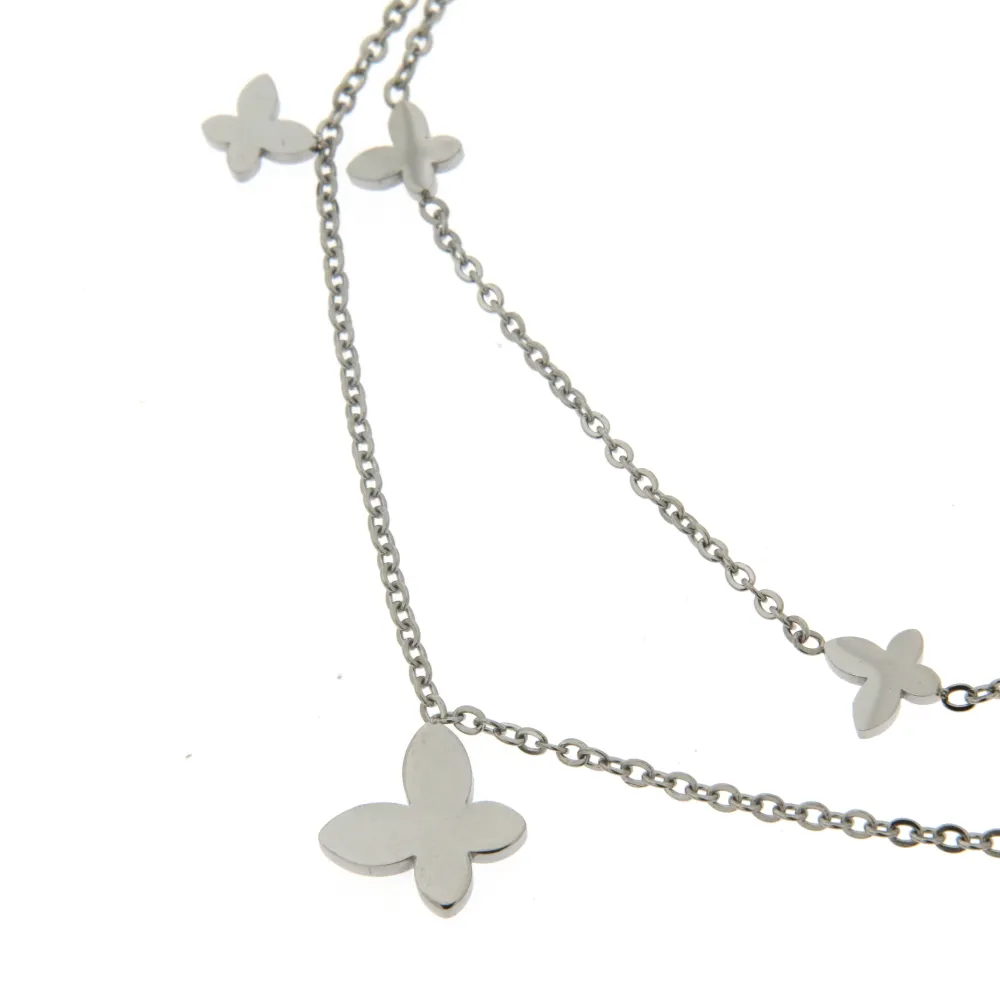 Farfalla 3185 - Cavigliera Doppia Catena in Acciaio - KAV-413-60