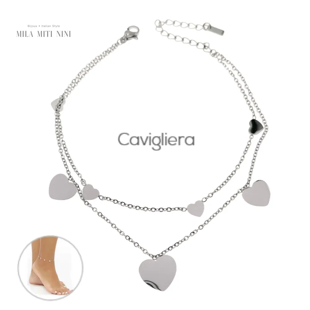 KAV7737-Cuore-Cavigliere Doppio in Acciaio - KAV-413-63