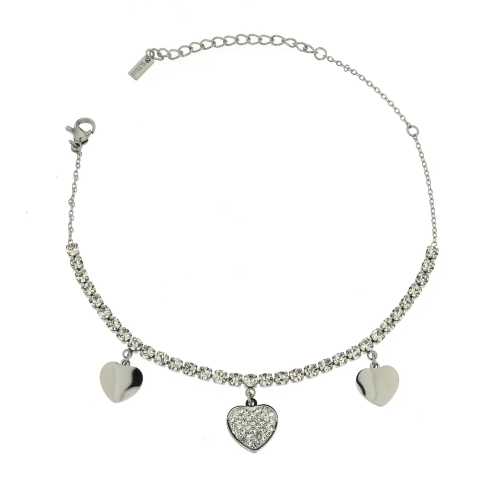 KA-Cuore Strass 5171 - Cavigliere in Acciaio - KAV-413-A68