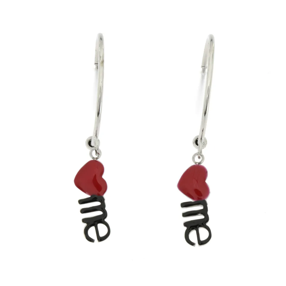 OAC- Cuore Love Smaltato 4432 - Orecchini a Cerchio con Pendent - OAC- Cuore Love 4432 - Orecchini a Cerchio