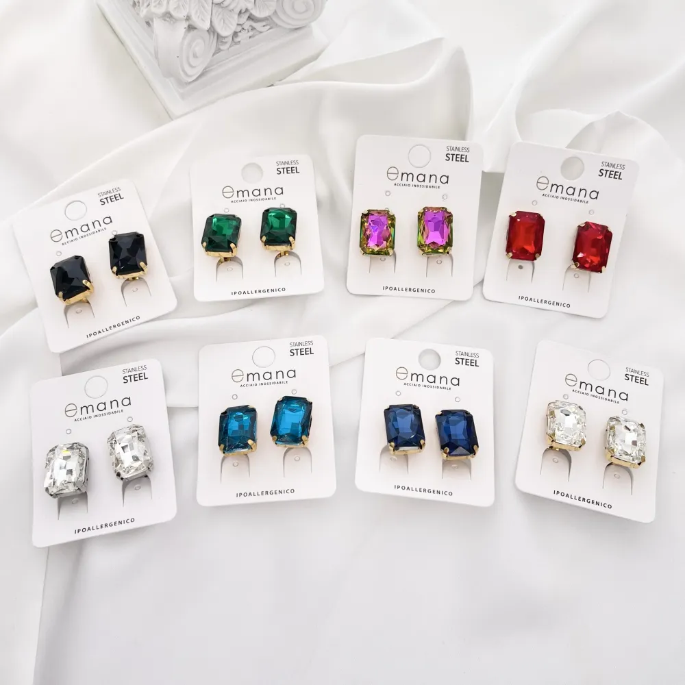 Punto Luce Rettangolare-Orecchini a Clip in Acciaio - OAK-103-AA2737E