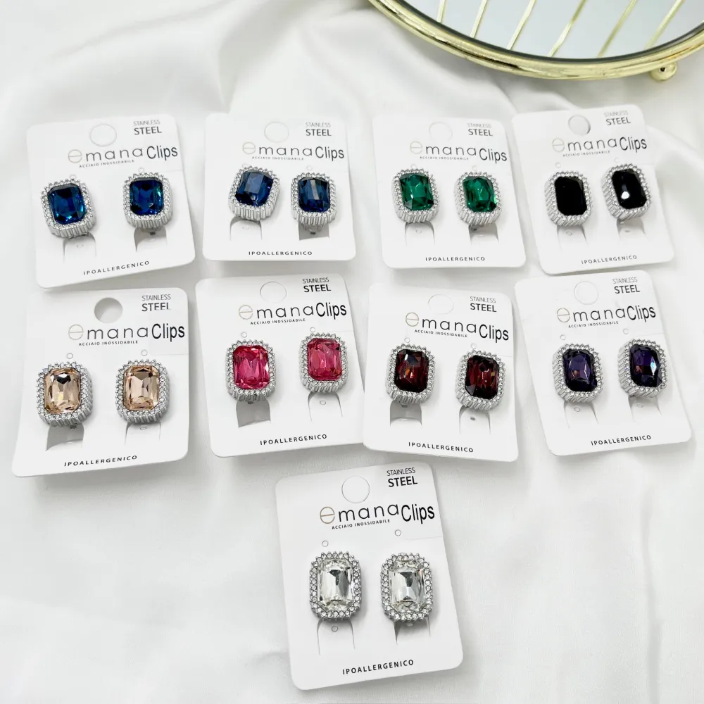 Rettangolare -Orecchini a Clip in Acciaio - OAK-103-AA2966E