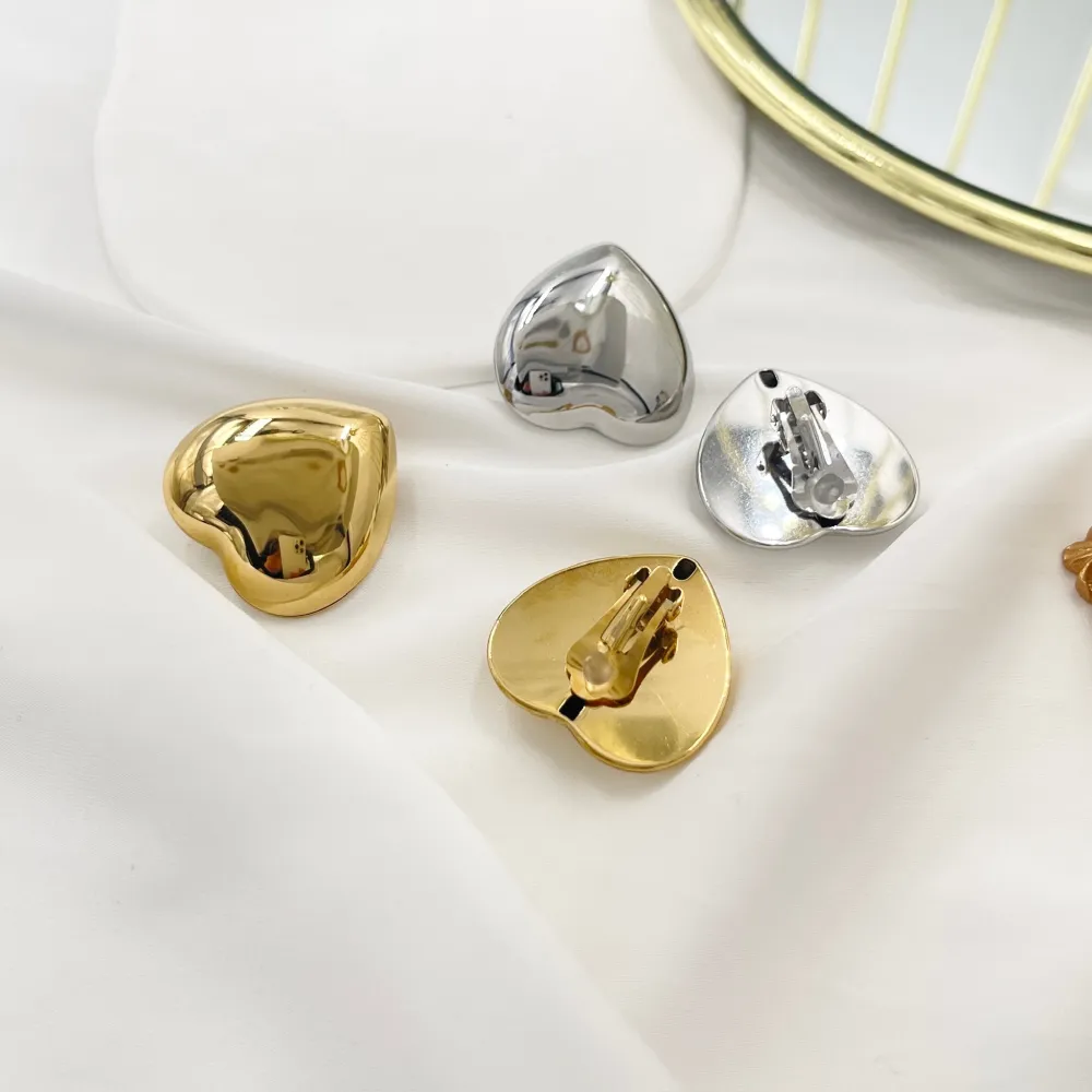 Cuore Vuoto-Orecchini a Clip in Acciaio - OAK-103-AA4997E