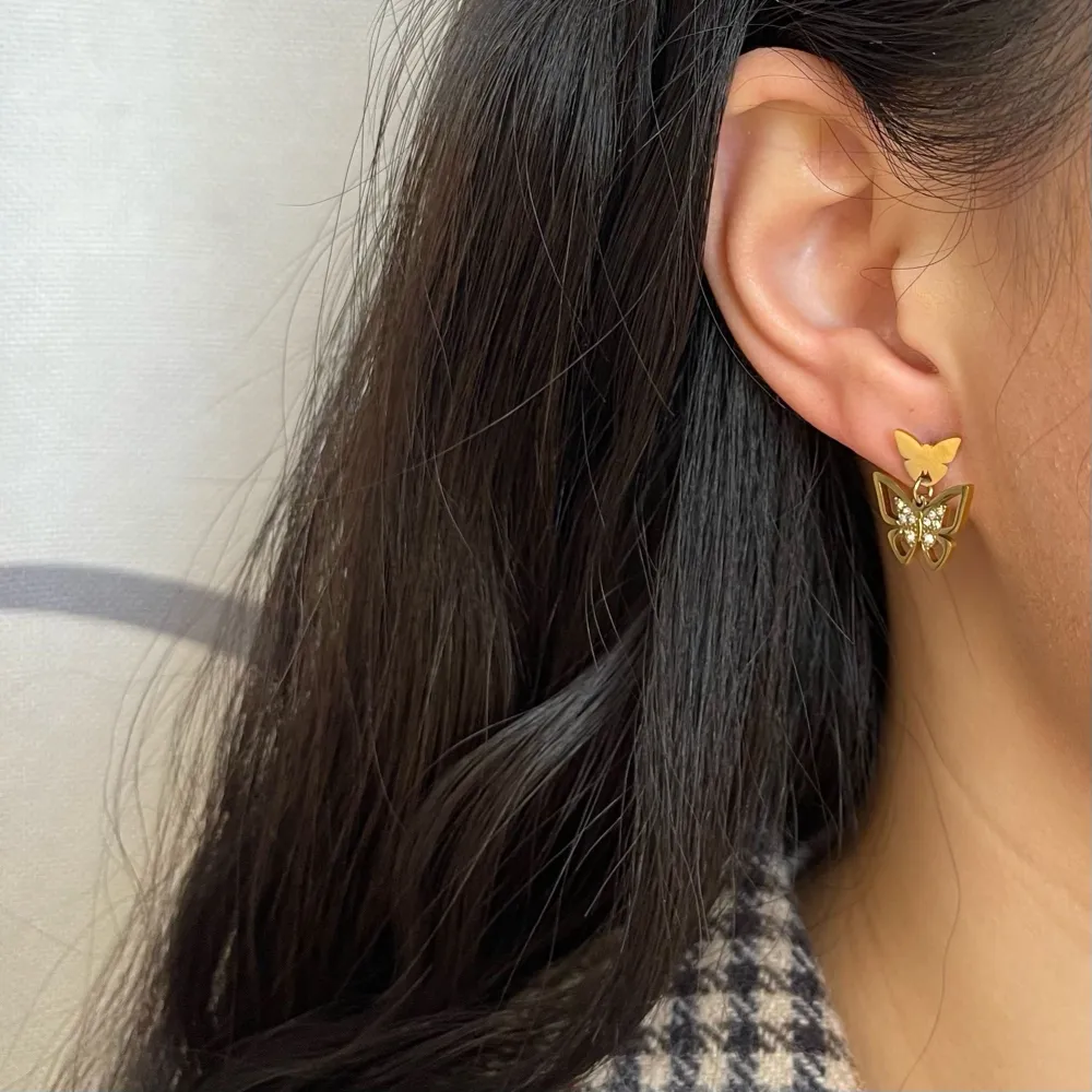 Farfalla-Orecchini Pendenti in Acciaio - OAP-103-AA1094E