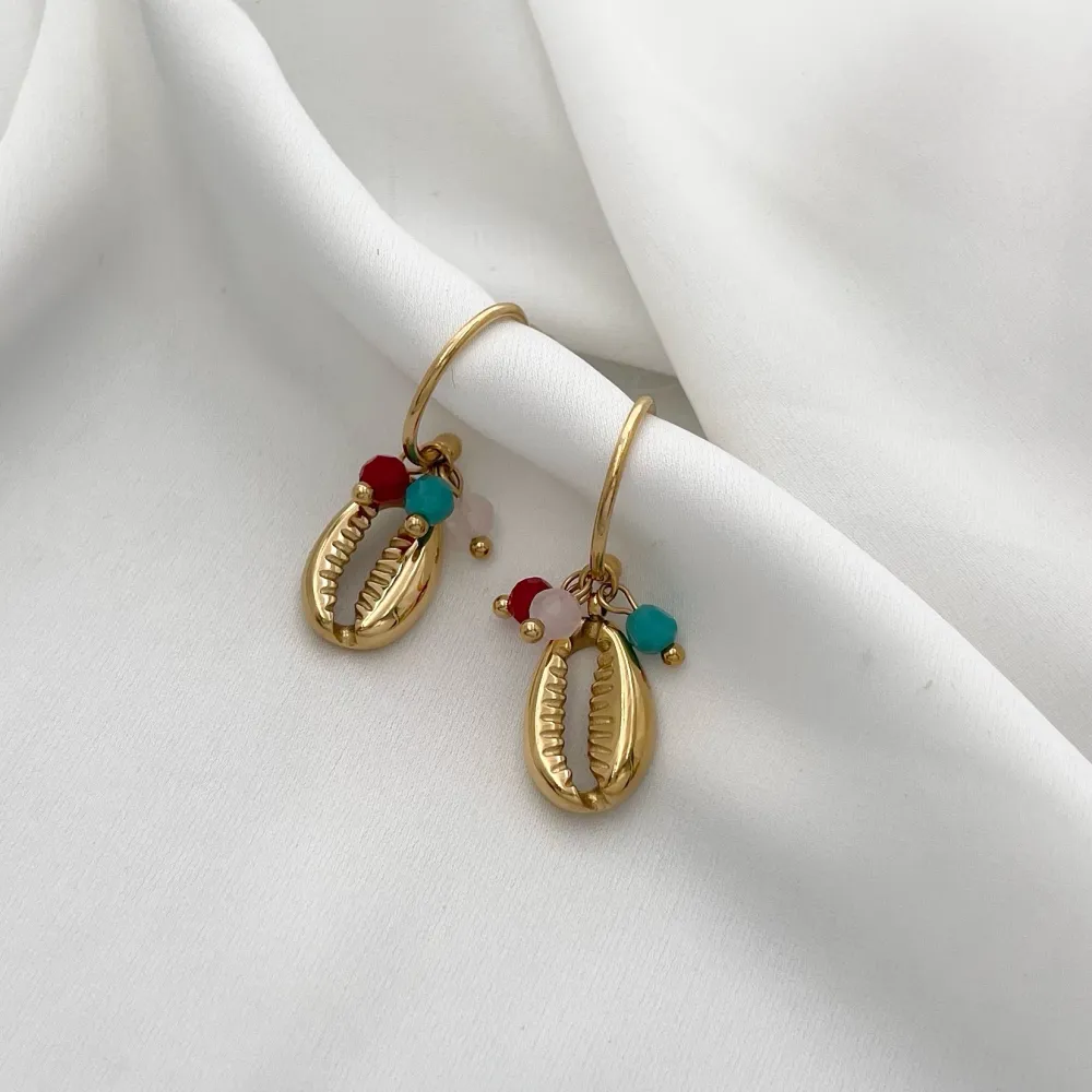 Cerchio con Conchiglia-Orecchini in Acciaio - OAP-103-AA1717E