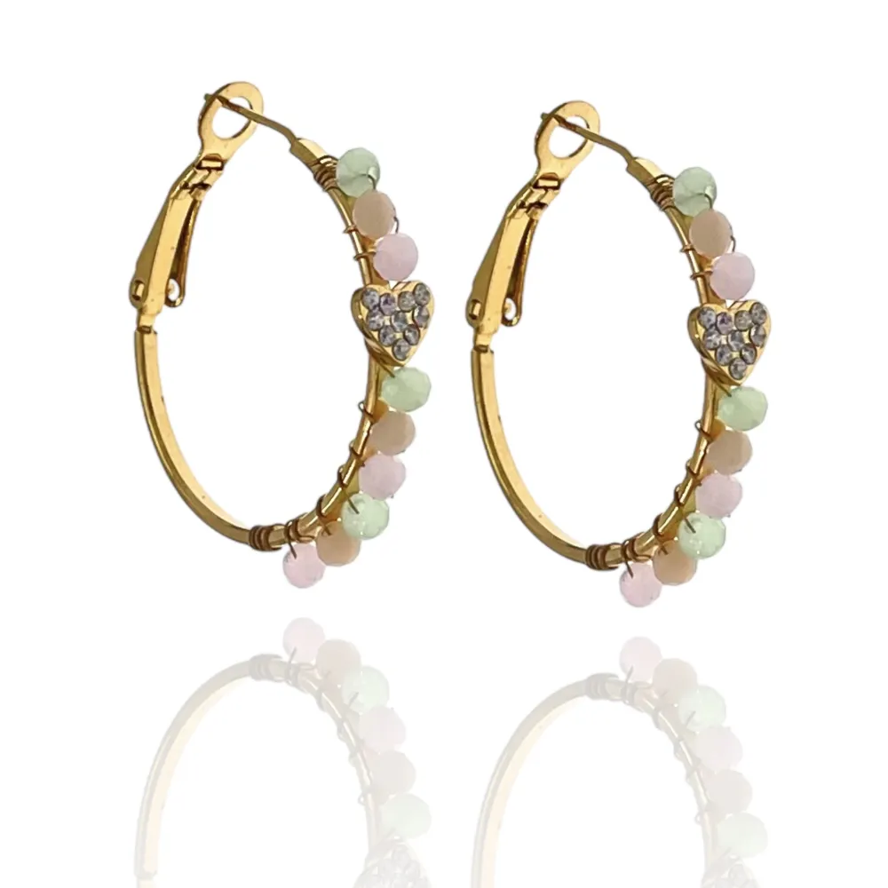 Cerchio Colorato con Cuore-Orecchini in Acciaio - OAP-103-AA1726E