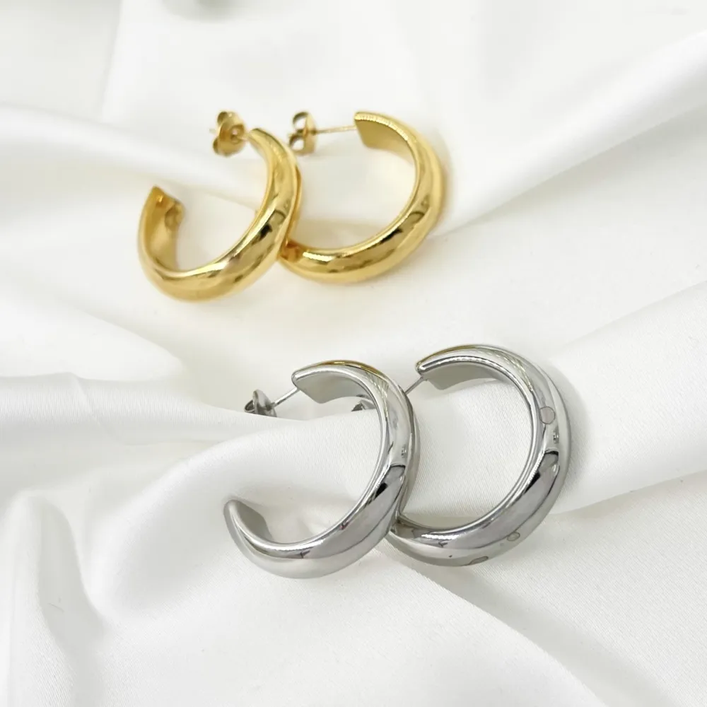 Cerchio Lavorato-Orecchini a Cerchio in Acciaio - OAP-103-AA2619E