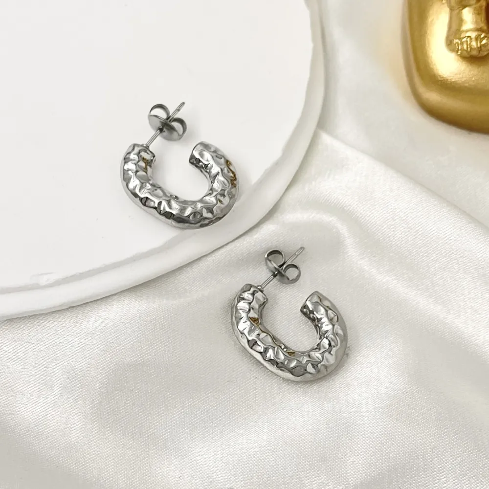 Cerchio Lavorato-Orecchini a Cerchio in Acciaio - OAP-103-AA3343E