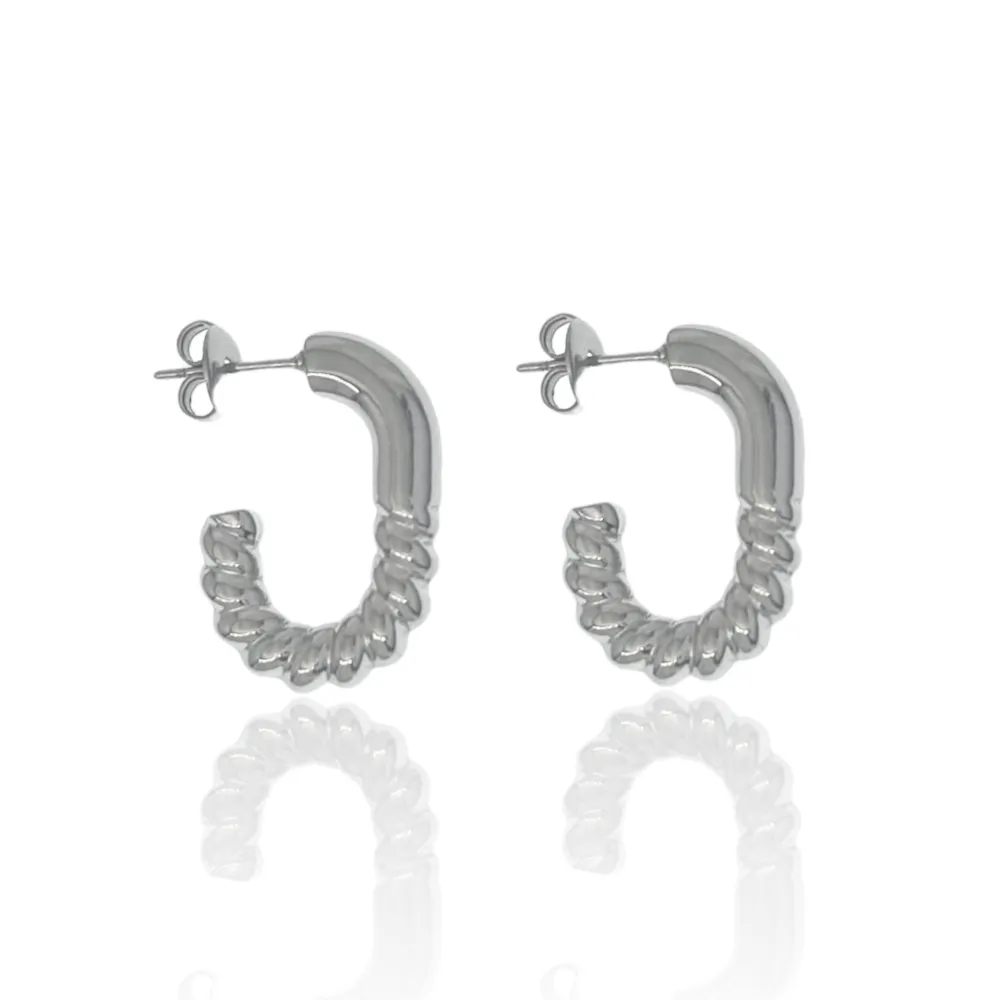 Cerchio Lavorato-Orecchini a Cerchio in Acciaio - OAP-103-AA3344E