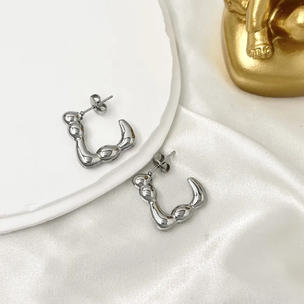 Cerchio Lavorato-Orecchini a Cerchio in Acciaio - OAP-103-AA3348E