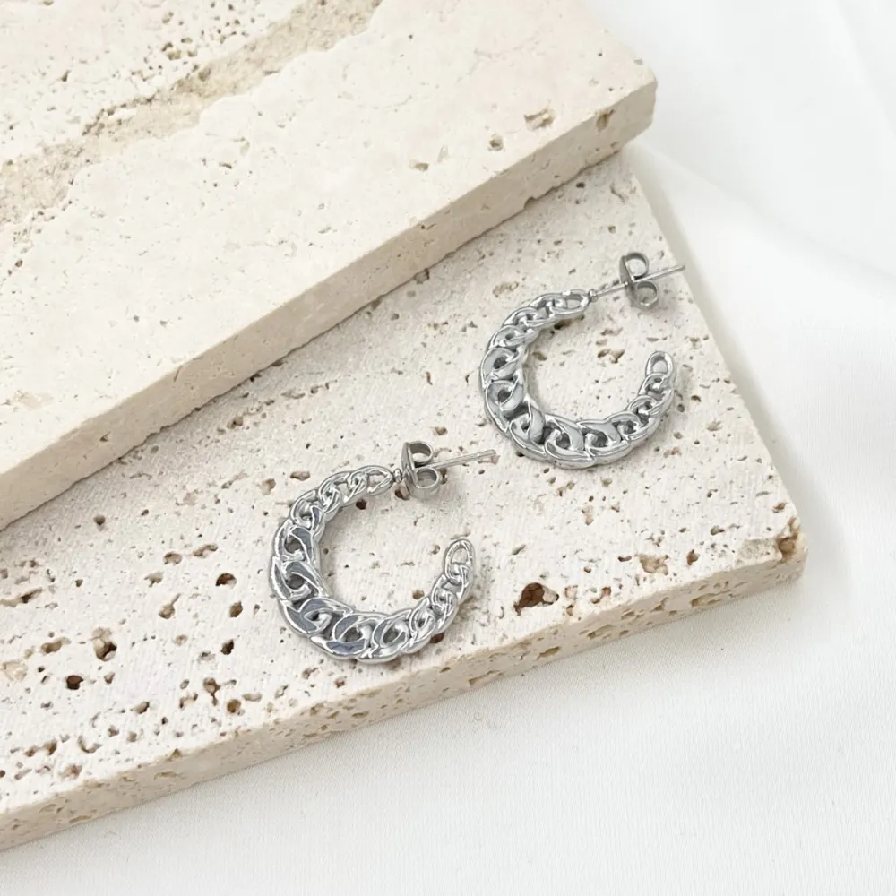 Cerchio Lavorato-Orecchini a Cerchio in Acciaio - OAP-103-AA3355E