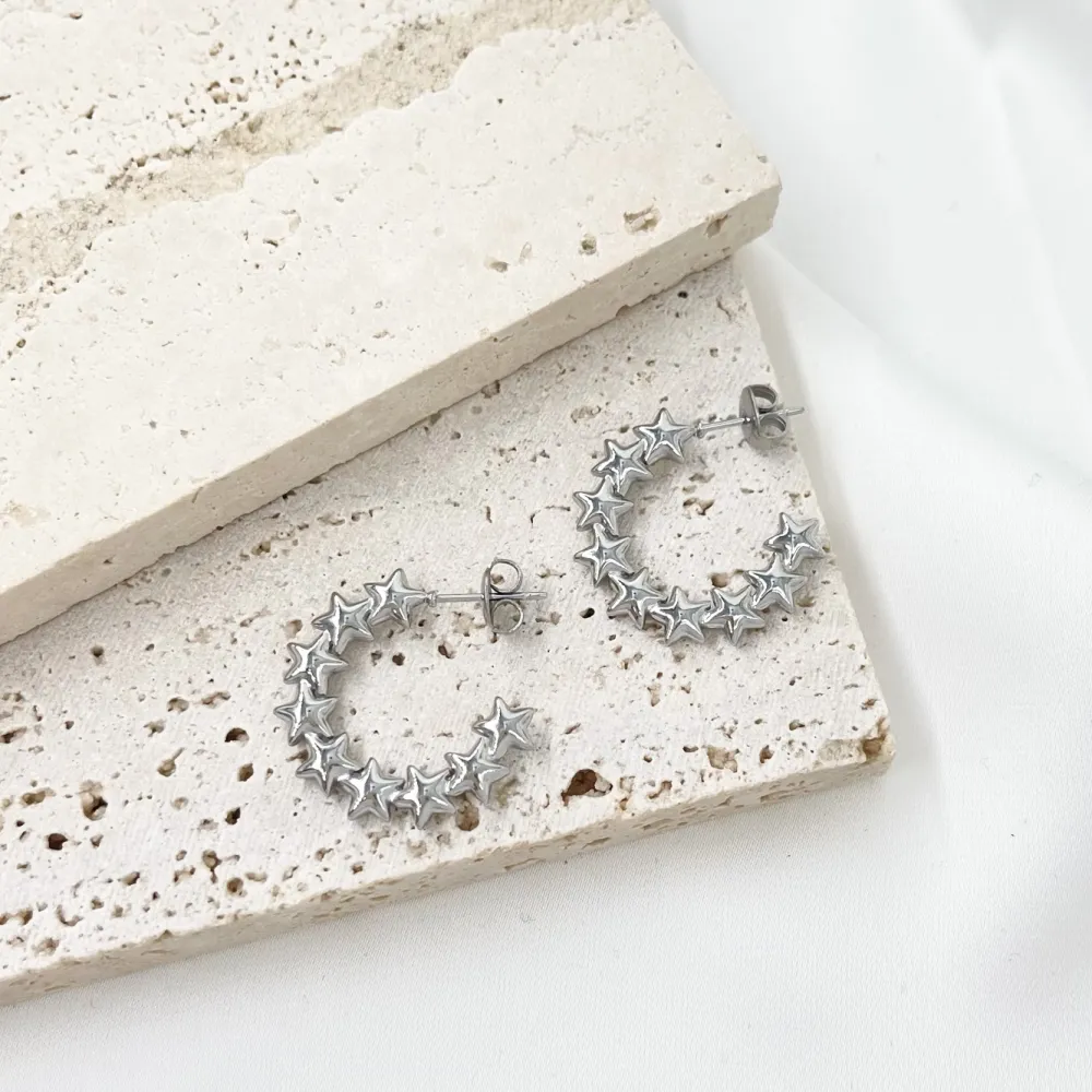 Cerchio Lavorato-Orecchini a Cerchio in Acciaio - OAP-103-AA3356E