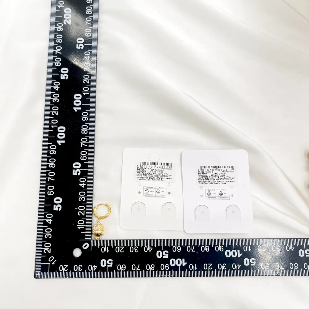 Cerchio con Campanello-Orecchini in Acciaio - OAP-103-AA3381E