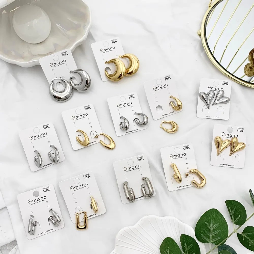 Cerchio a Goccia-Orecchini in Acciaio - OAP-103-AA3683