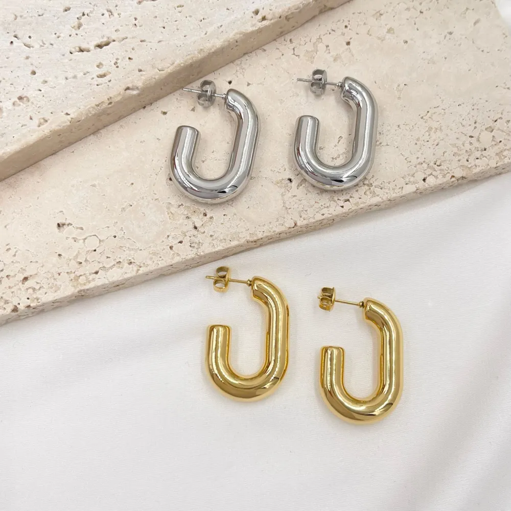 Cerchio Ovale-Orecchini in Acciaio - OAP-103-AA3691E