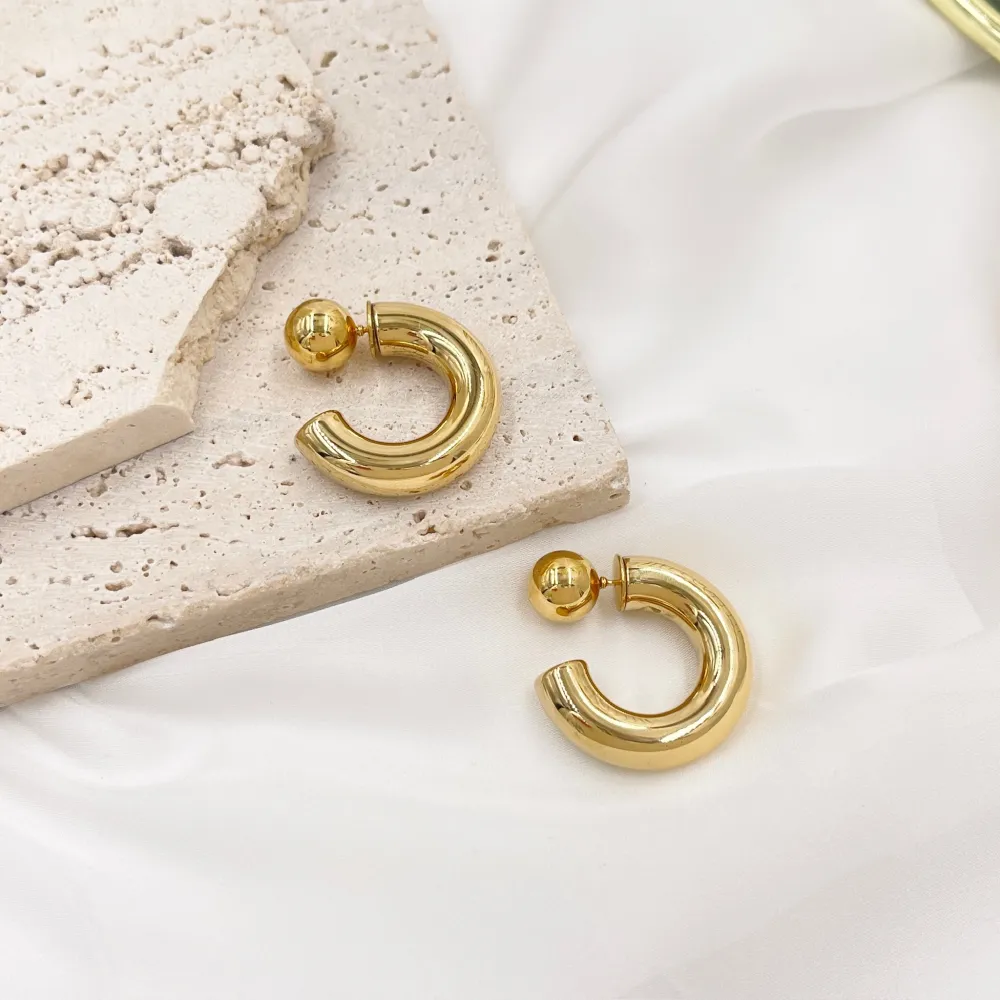 Cerchio Bombato Doppio Uso-Orecchini in Acciaio - OAP-103-AA4150E