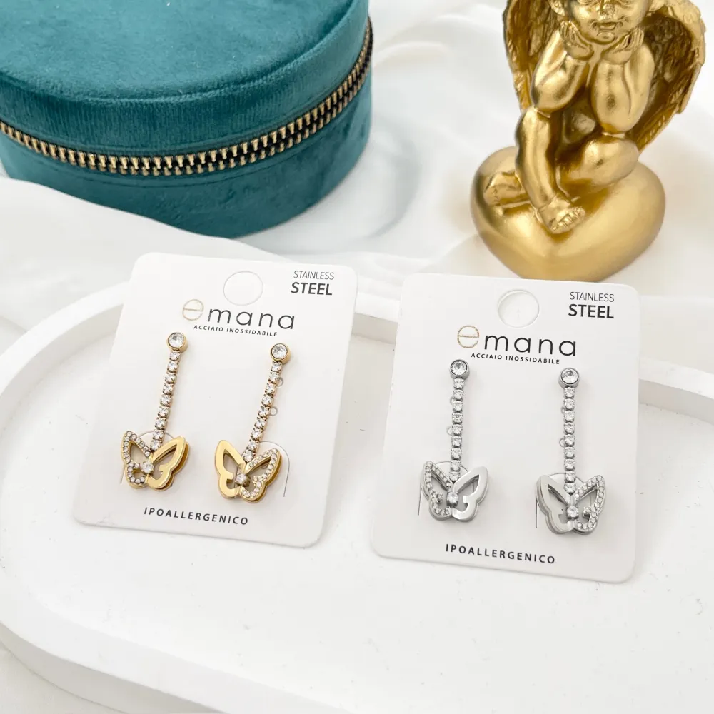 Tennis con Farfalla-Orecchini in Acciaio - OAP-103-AA4203E
