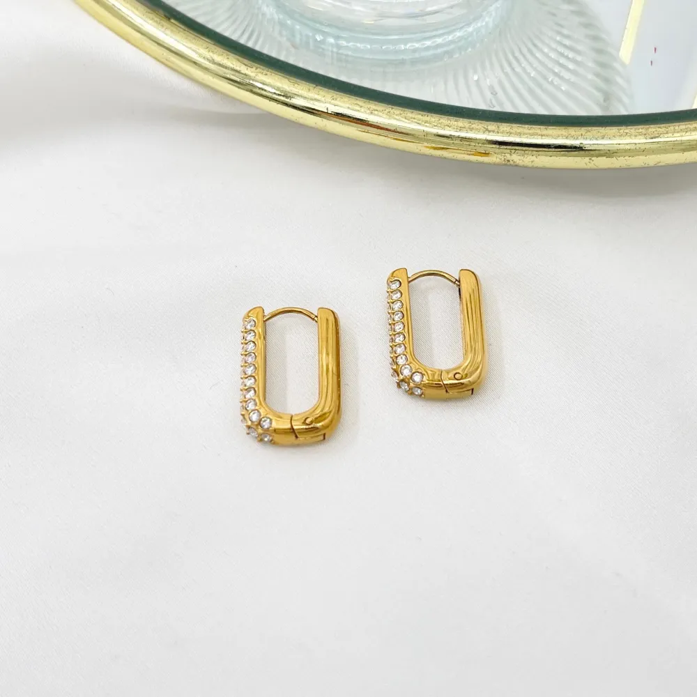 Cerchio Ovale con Zirconia-Orecchini in Acciaio - OAP-103-AA5011E