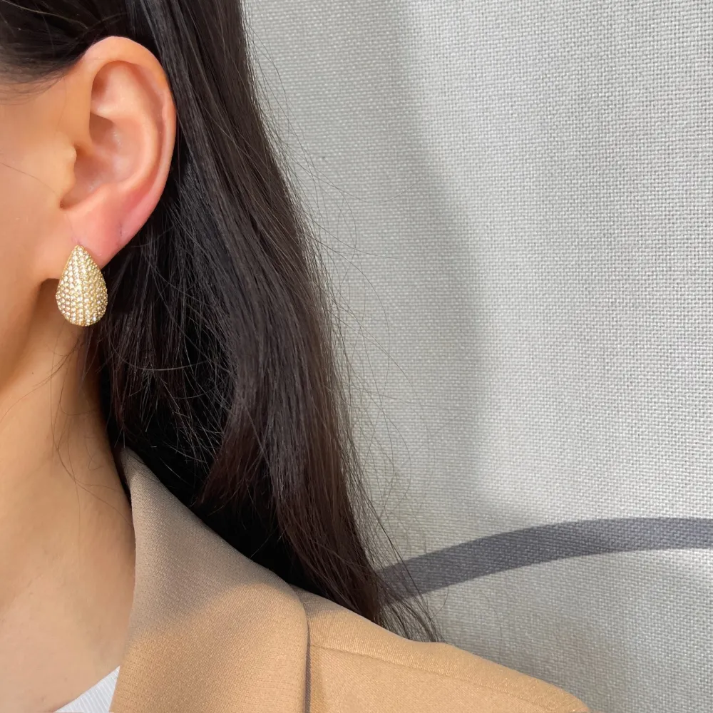 Goccia con Zirconia-Orecchini in Acciaio - OAP-103-AA5574E