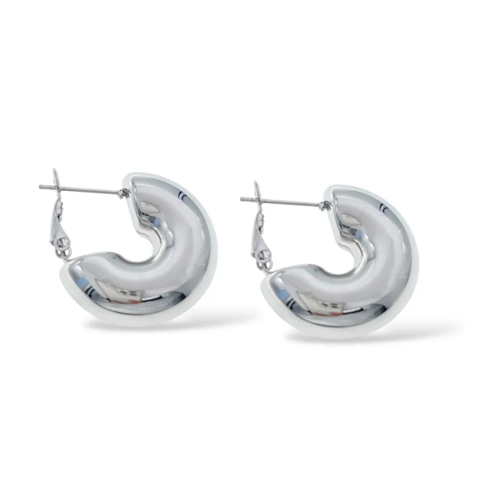 Cerchio bombato 10x25mm-Orecchini in Acciaio - OAP-103-AA5575E 10x25mm