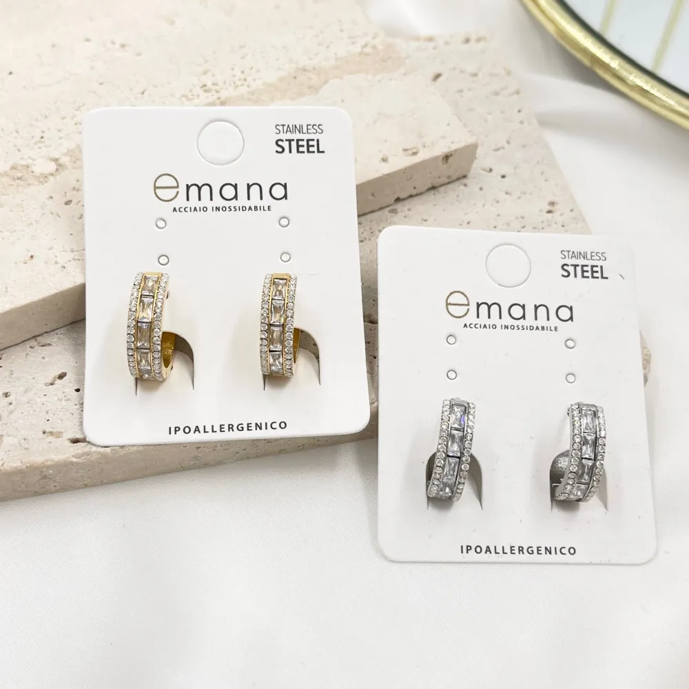 Cerchio con Zirconia-Orecchini in Acciaio - OAP-103-AA5774E