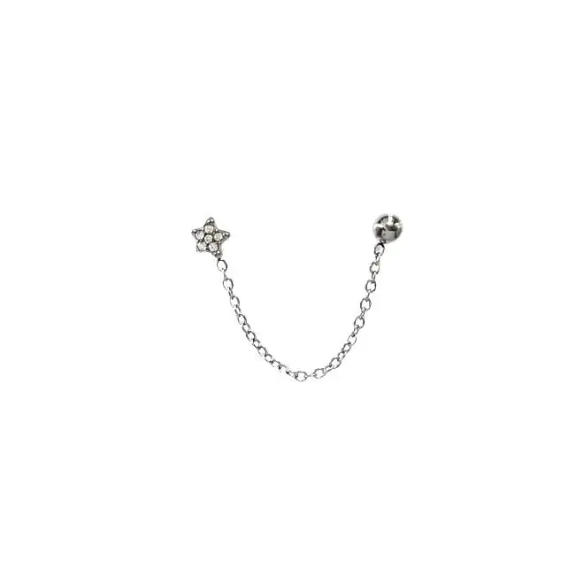Pallina Catena Stella con Zirconia-Orecchino Mono Saliscendi in - OAP-103-AA807E