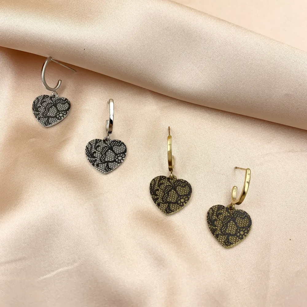 OAP6811-Cuore Pizzo- Orecchini in Acciaio - OAP-104-245