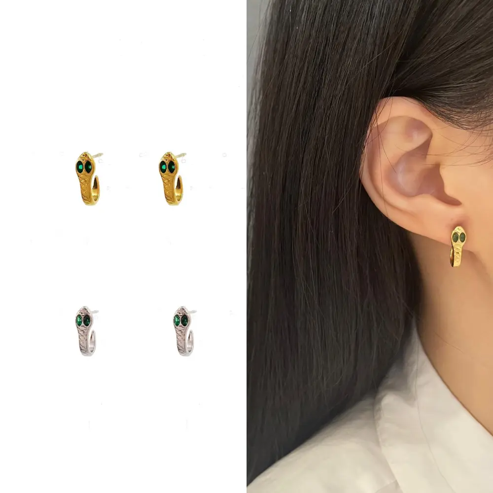 Serpente-Orecchini a Lobo in Acciaio - OAP-208-226