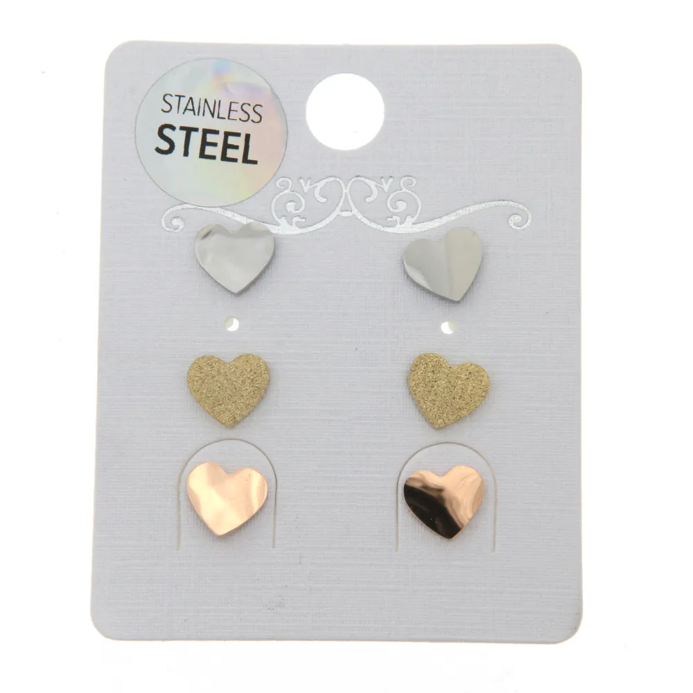 Cuore 3240 - Orecchini Tris a lobo in Acciaio - OAP3240-Cuore - Orecchini Tris a lobo in Acciaio