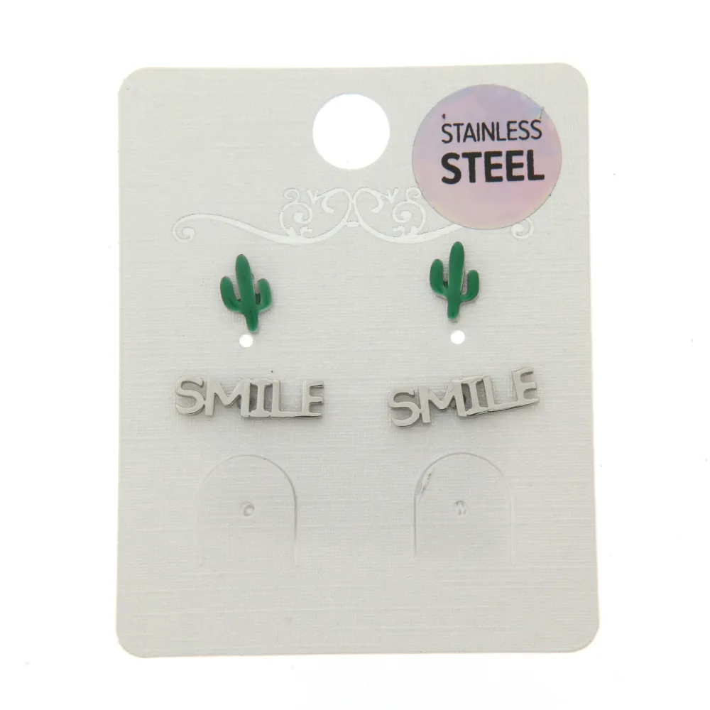 Cactus Smile 3265 - Orecchini Bis a lobo in Acciaio - OAP3265-Cactus Smile - Orecchini Bis a lobo in Acciaio