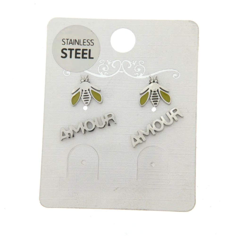 Ape Amour 3266 - Orecchini Bis a lobo in Acciaio - OAP3266-Ape Amour- Orecchini Bis a lobo in Acciaio