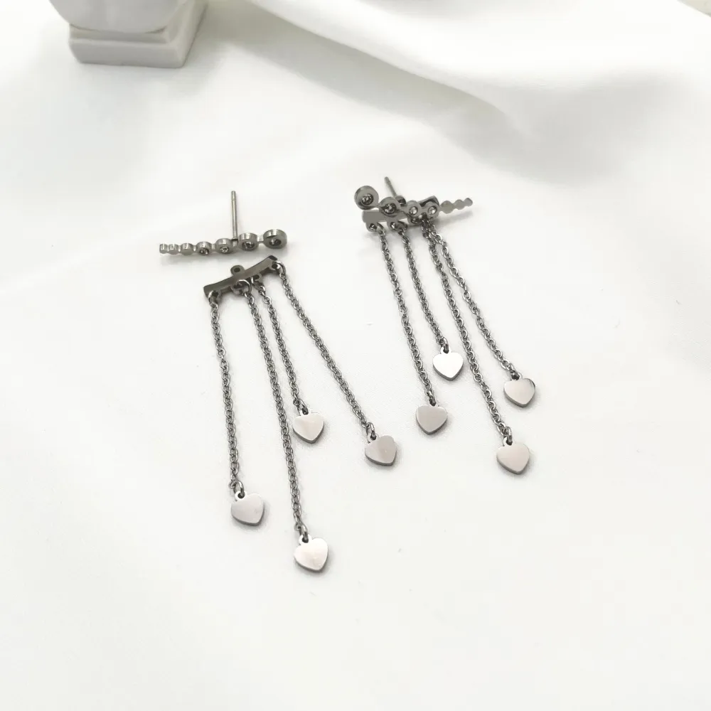 Doppio con Cuore -Orecchini in Acciaio - OAP-413-1028