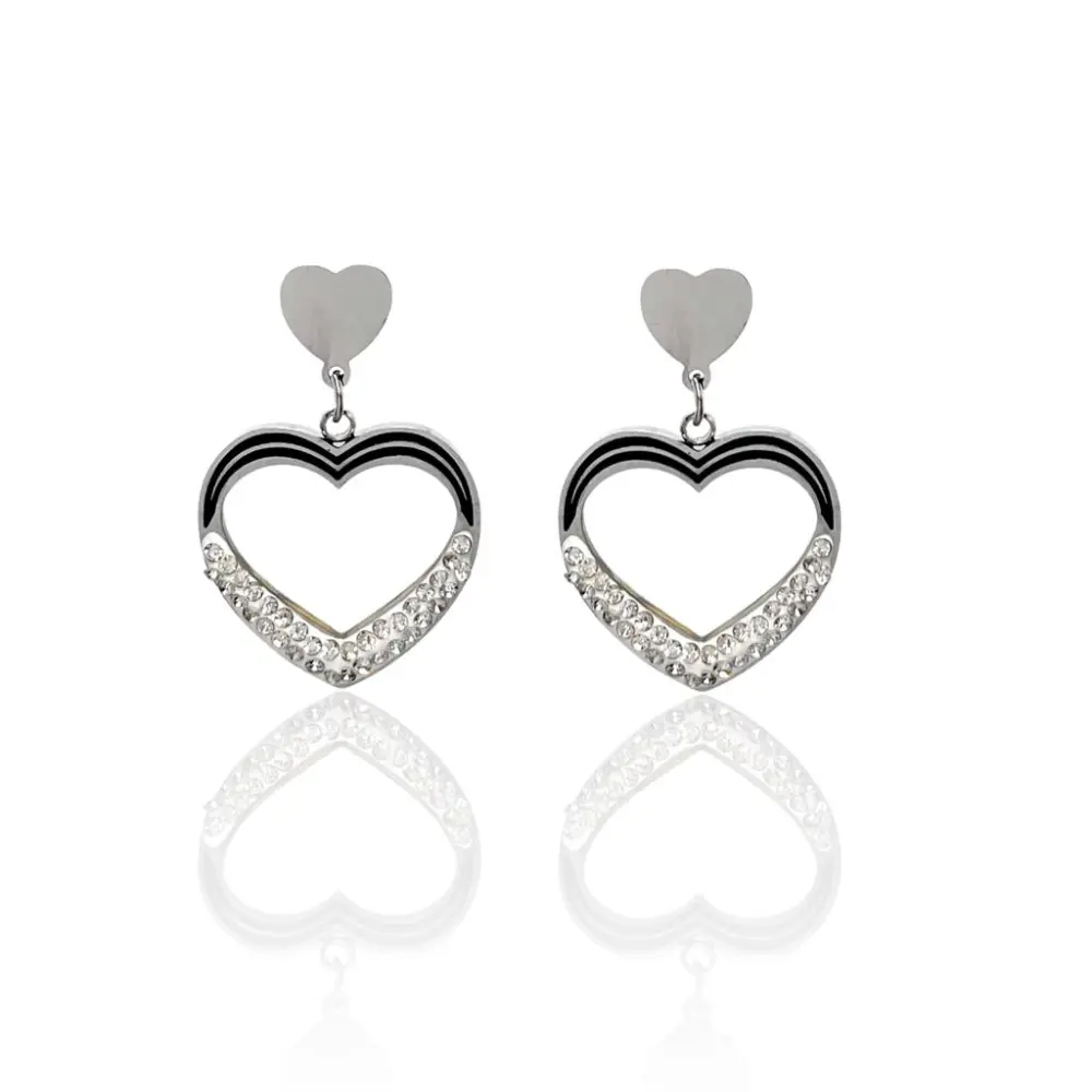 Cuore Pendente-Orecchini in Acciaio - OAP-413-1113