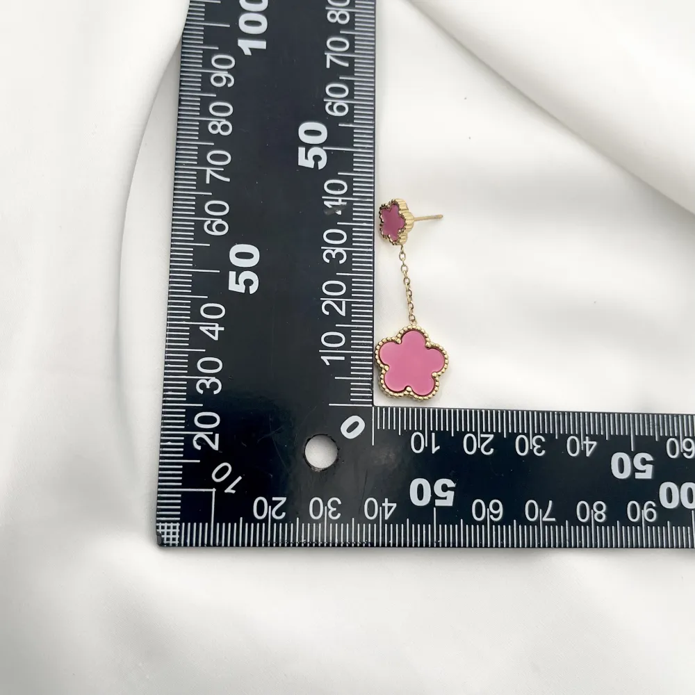 Doppio Fiore-Orecchini Colorati in Acciaio - OAP-413-1143