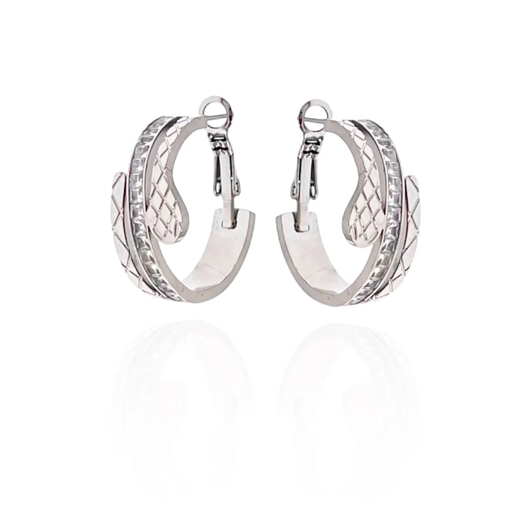 Cerchio con Serpente-Orecchini in Acciaio - OAP-413-1385