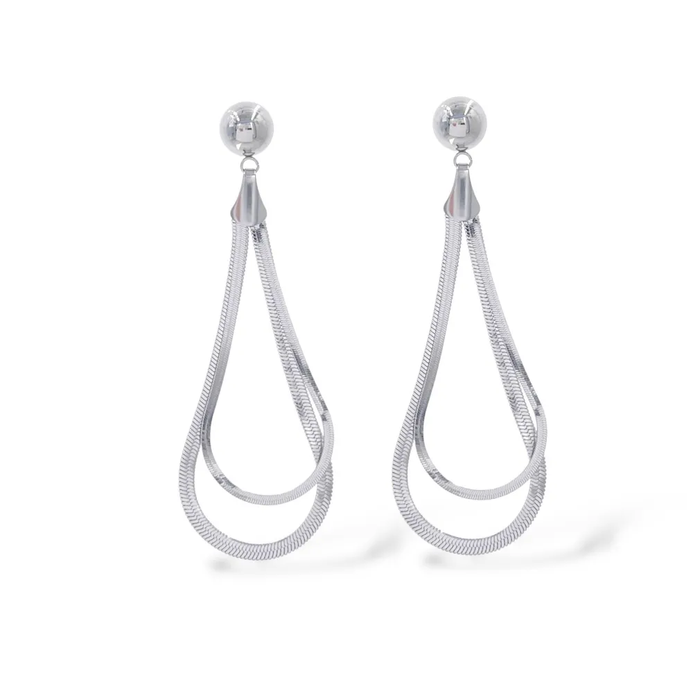 Doppia Goccia-Orecchini in Acciaio - OAP-413-2492