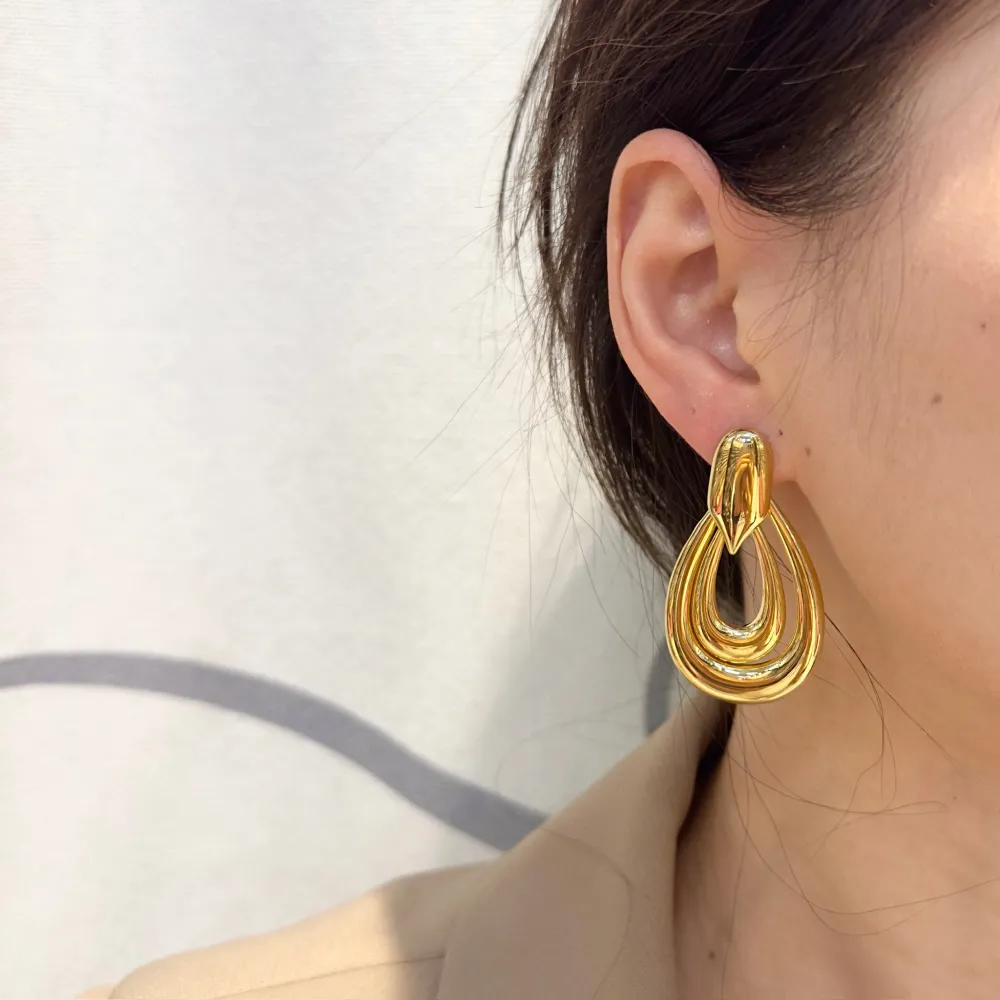 Doppia Goccia -Orecchini in Acciaio - OAP-413-6167