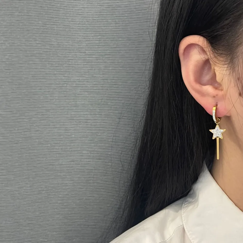 Unicorno Bacchetta Magica-Orecchini in Acciaio - OAP-413-751