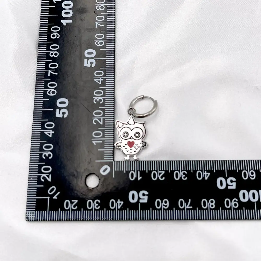 Gufo Grande Smaltato-Orecchini in Acciaio - OAP413-759