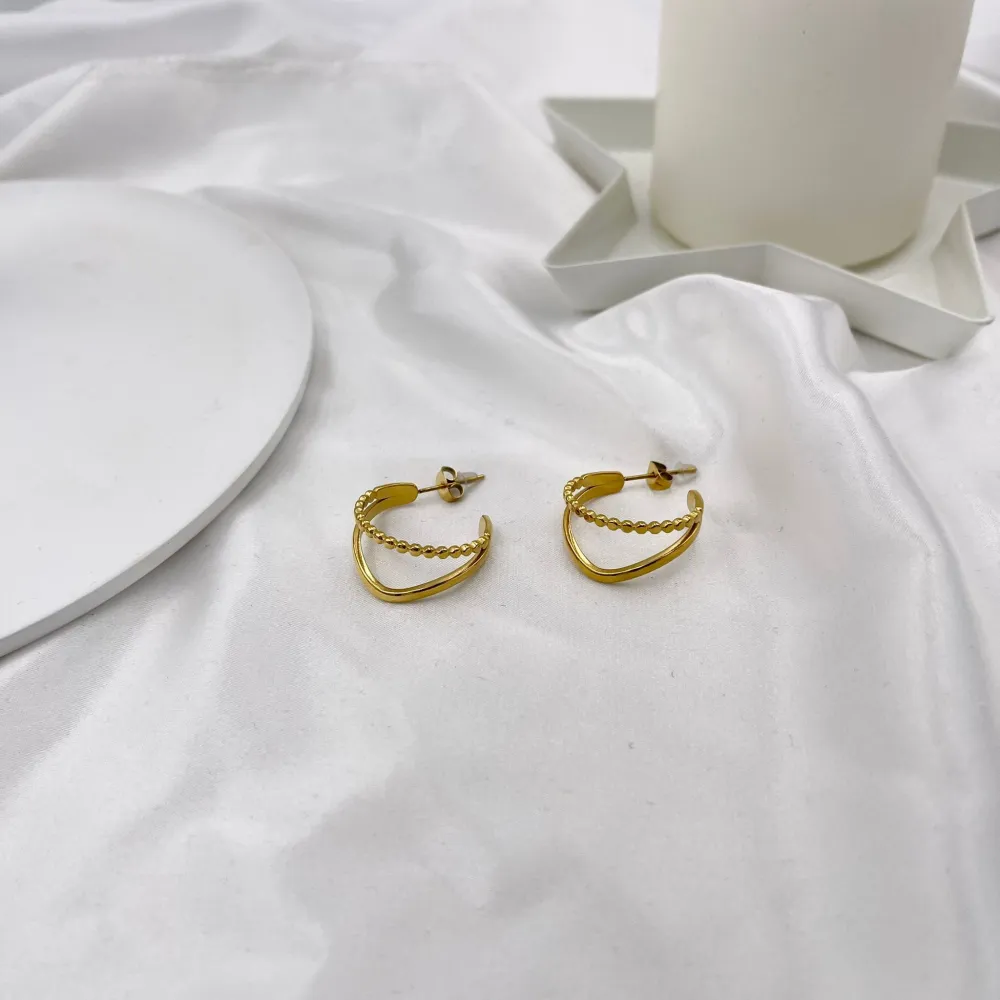 Doppio 24mm -Orecchini a Cerchio in Acciaio - OAP413-785