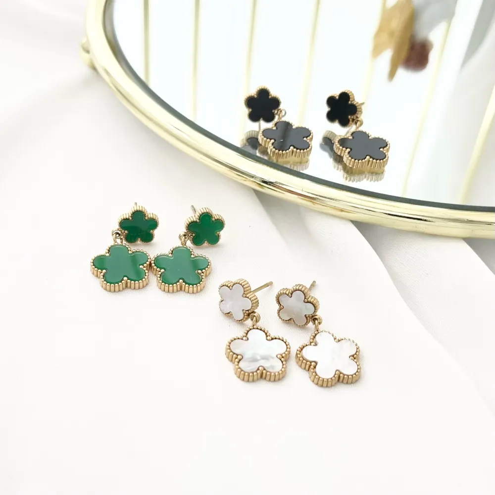 Doppio Fiore-Orecchini in Acciaio - OAP-413-916