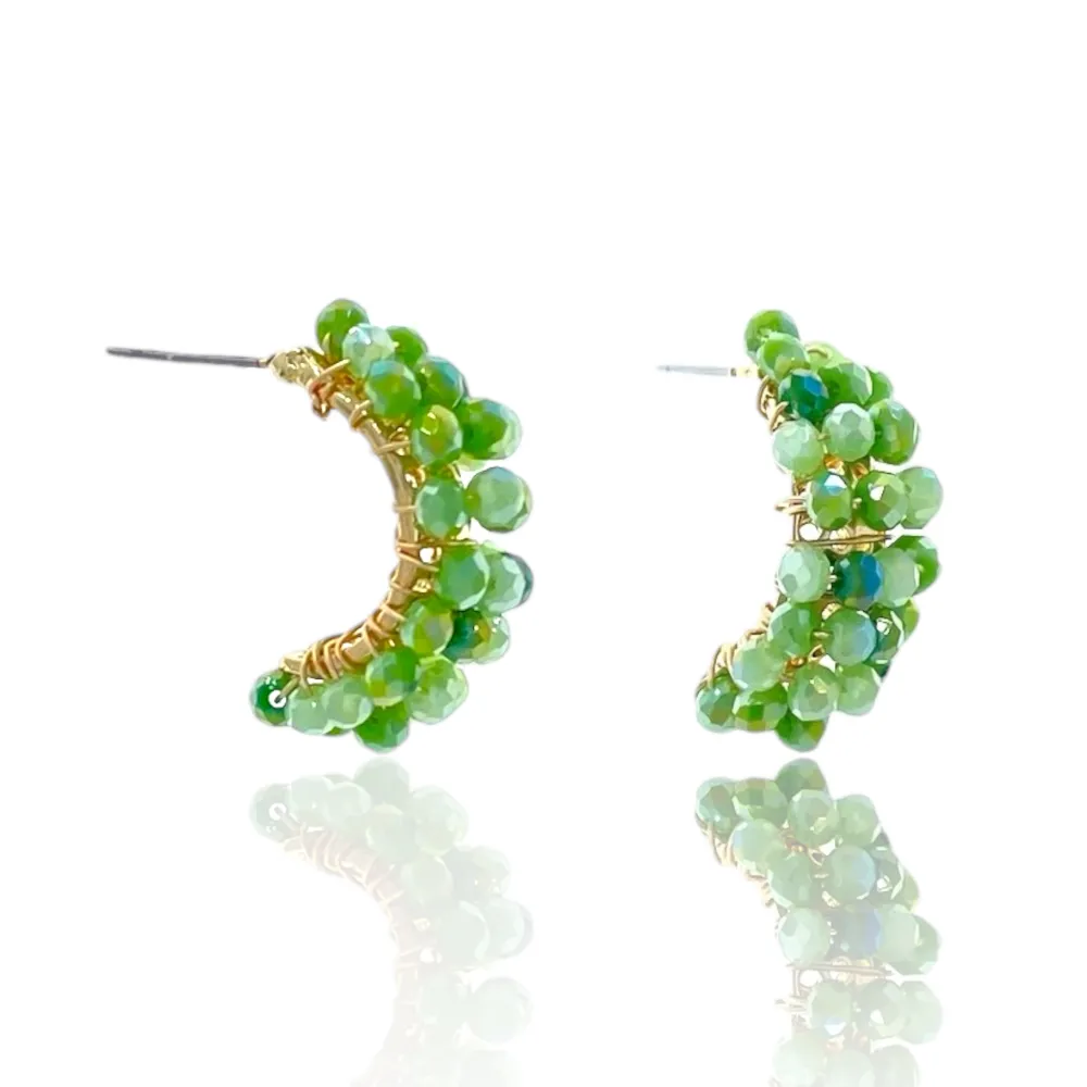 Mezza Luna con Cristalli-Orecchini in Acciaio - OAP-428-16