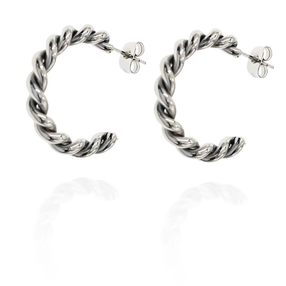 Cerchio Intrecciato -Orecchini in Acciaio - OAP-445-12