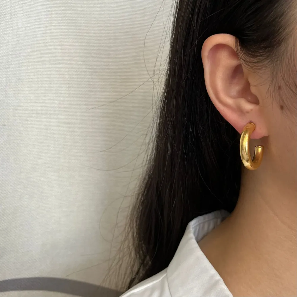 Cerchio Bombato 5x25mm-Orecchini in Acciaio - OAP-445-13 5x25mm