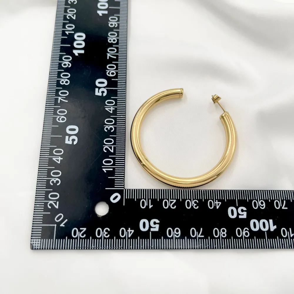 Cerchio Bombato 5x50mm-Orecchini in Acciaio - OAP-445-13 5x50mm