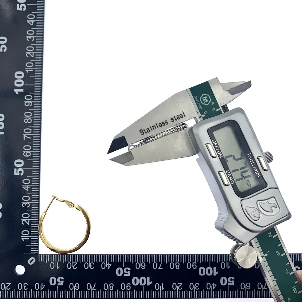 OAC7282-Doppio Strass 3cm - Orecchini a Cerchio in Acciaio - OAP-450-663 3cm Doppio Strass