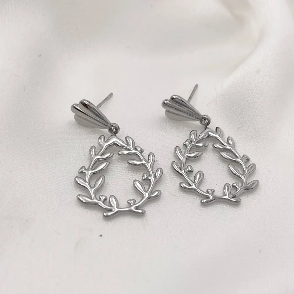 Foglia a Goccia-Orecchini in Acciaio - OAP-729-29