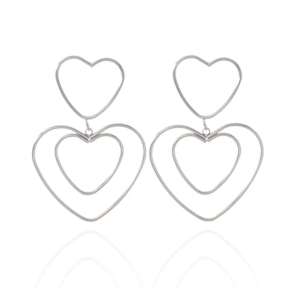 Doppio Cuore-Orecchini in Acciaio - OAP-732-129