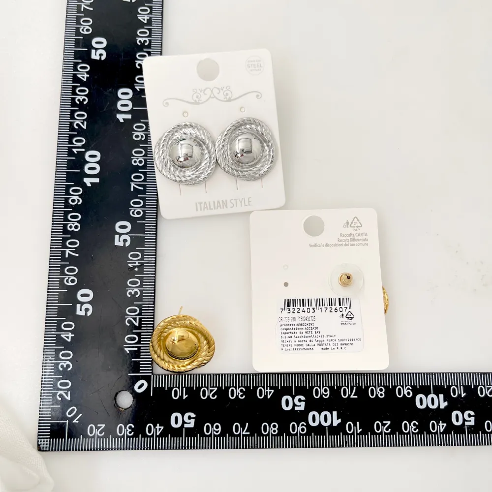 Bottone -Orecchini in Acciaio - OAP-732-260