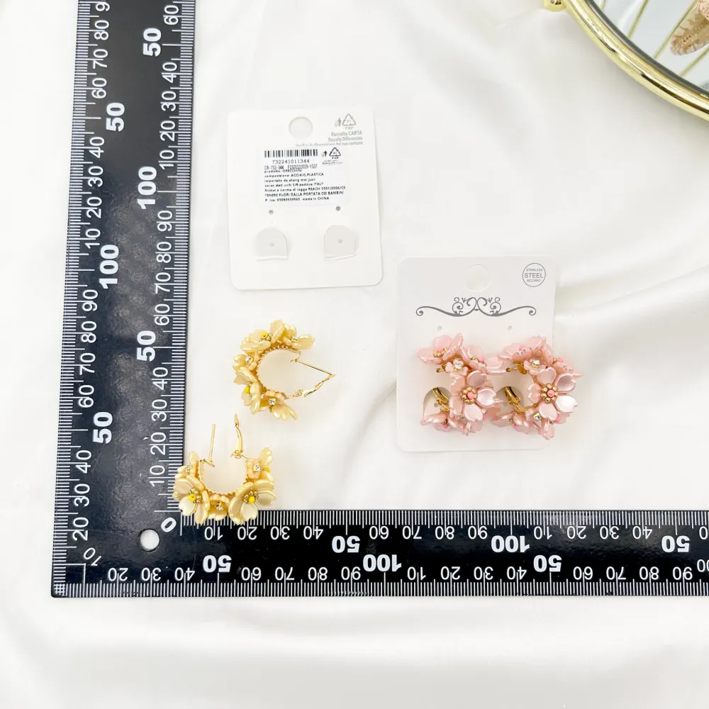 Cerchio Con fiore-Orecchini in Acciaio - OAP-732-344